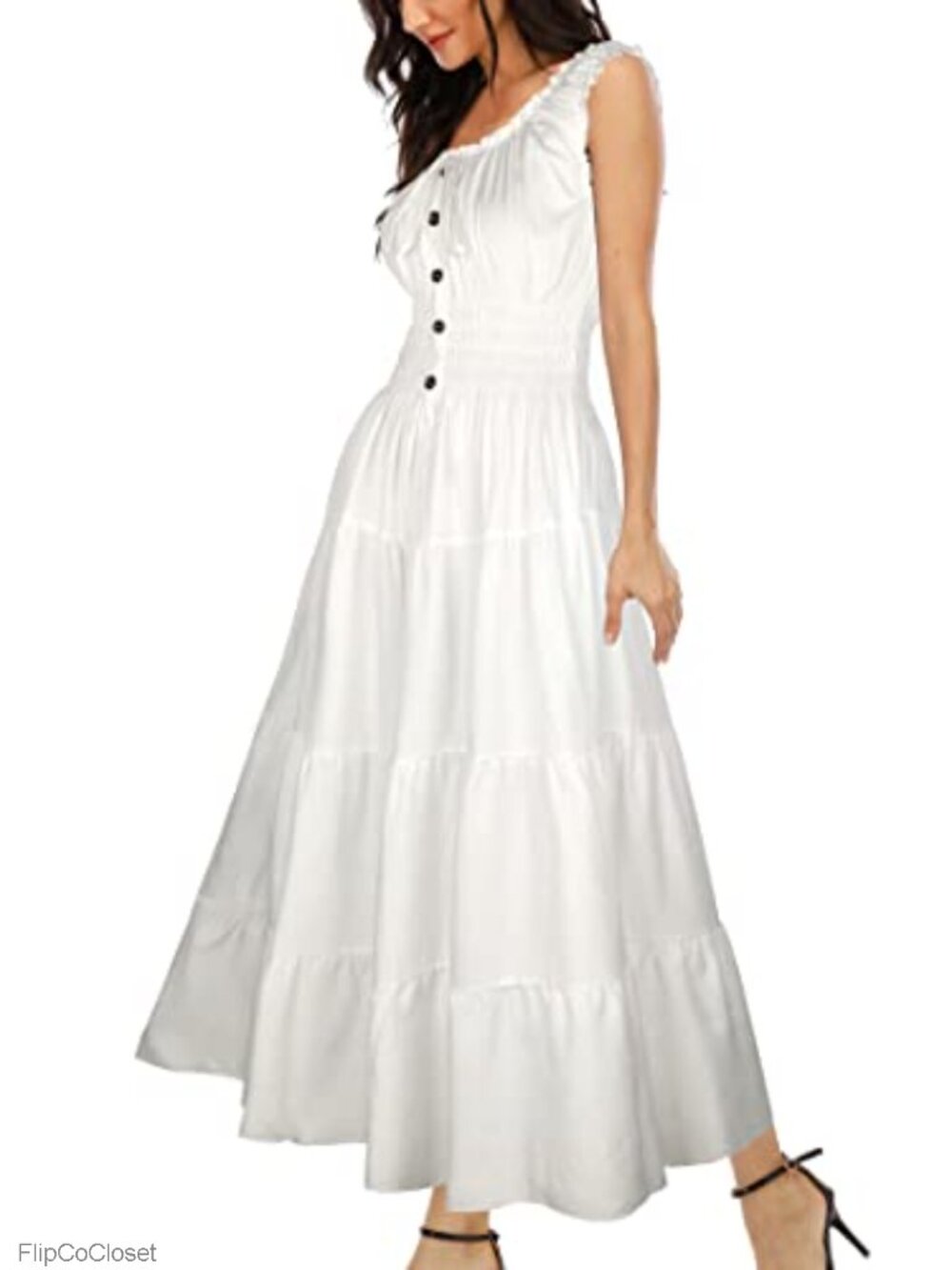 Women's Boho Floral Print Tiered Flowy Long Maxi Dress Sleeveless